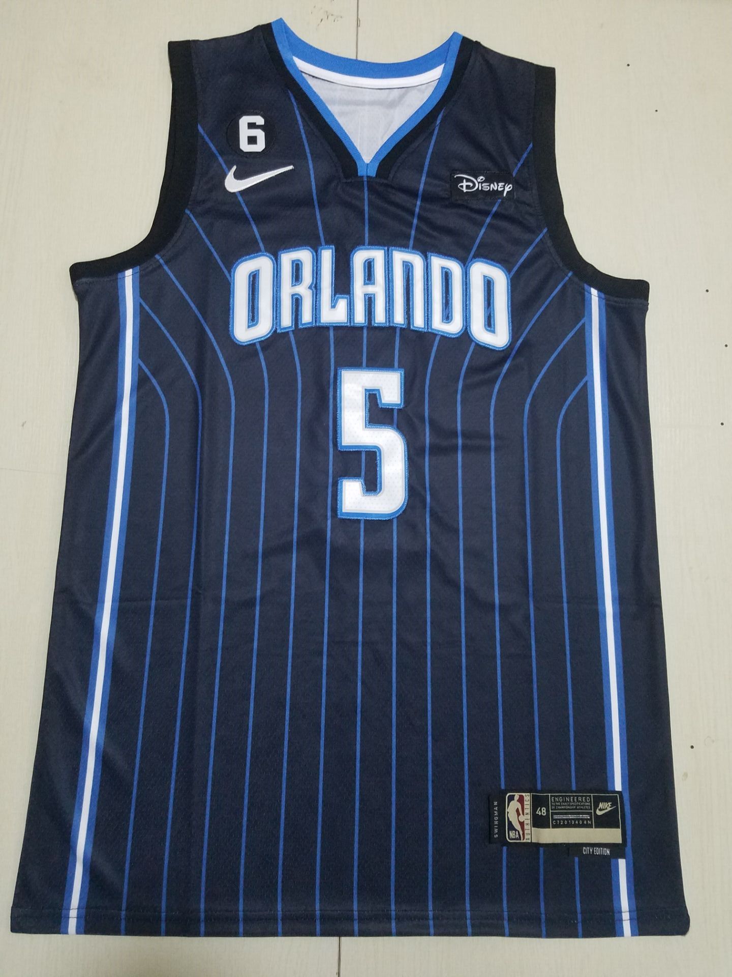 Men Orlando Magic #5 Banchero Black Stripe 2022 Nike NBA Jersey